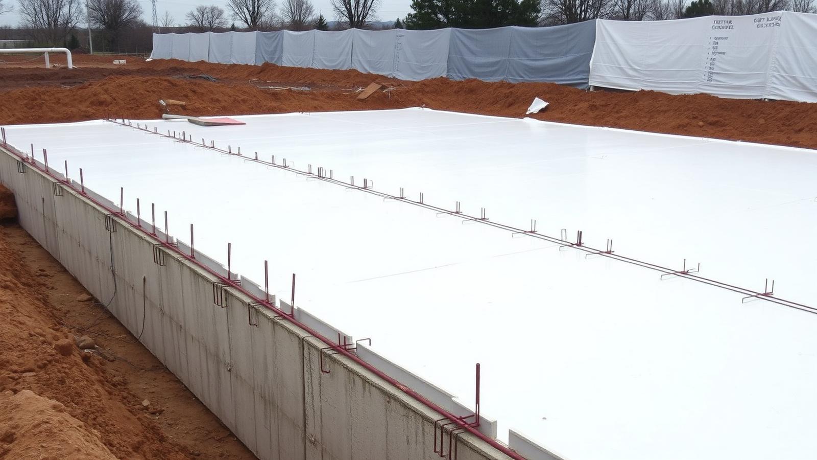 Pre-applied waterproofing membrane laid over blinding concrete